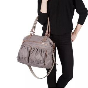MZ WALLACE Large Belle - Stylish Gray Convertible Tote / Crossbody Bag
